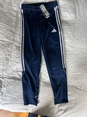 adidas Navy Blue Kids Track Pants with White Stripes